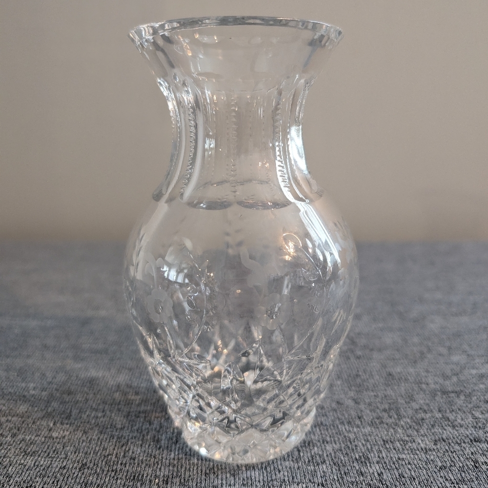 Rogaska Gallia 5 3/4 inch Crystal Vase, Etched